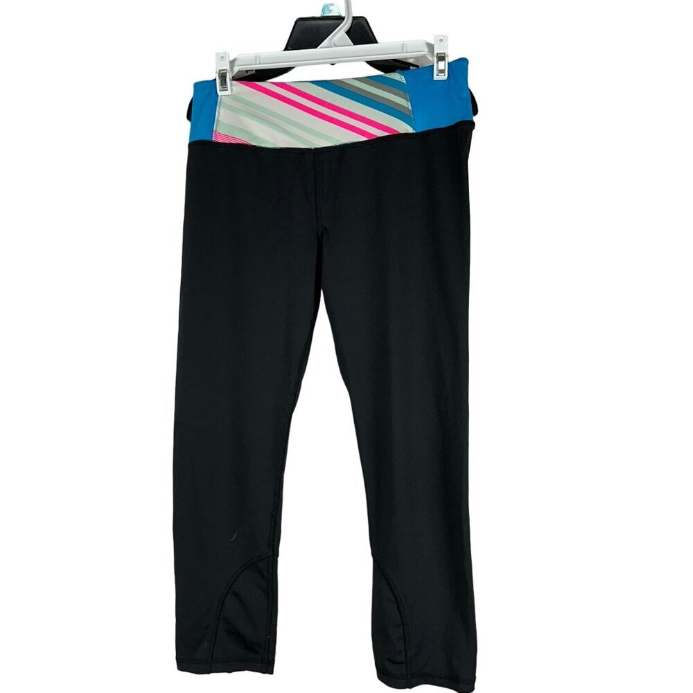 High Energie Leggings Black Multicolor Waistband Size Medium